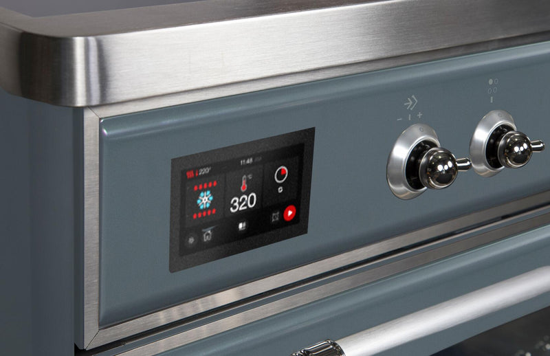 ILVE 30" Majestic II induction Range with 4 Elements - 2.3 cu. ft. Oven in Blue Grey with Chrome Trim (UMI30NE3BGC)