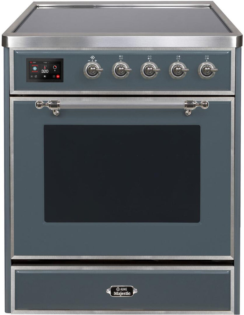 ILVE 30" Majestic II induction Range with 4 Elements - 2.3 cu. ft. Oven in Blue Grey with Chrome Trim (UMI30NE3BGC)