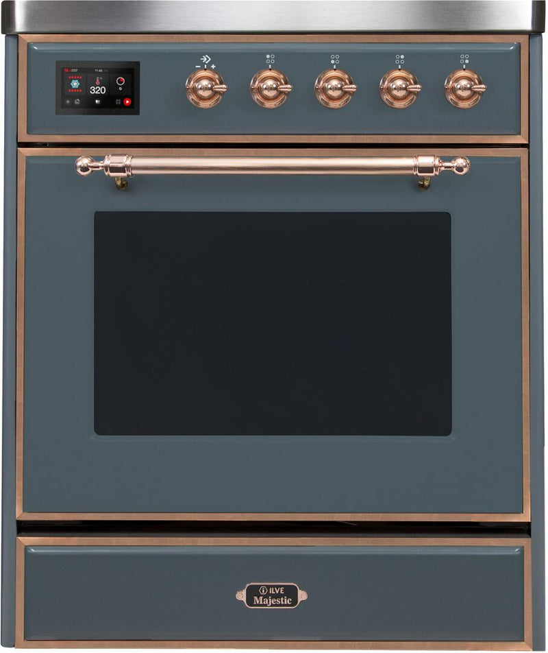 ILVE 30" Majestic II induction Range with 4 Elements - 2.3 cu. ft. Oven in Blue Grey with Copper Trim (UMI30NE3BGP)