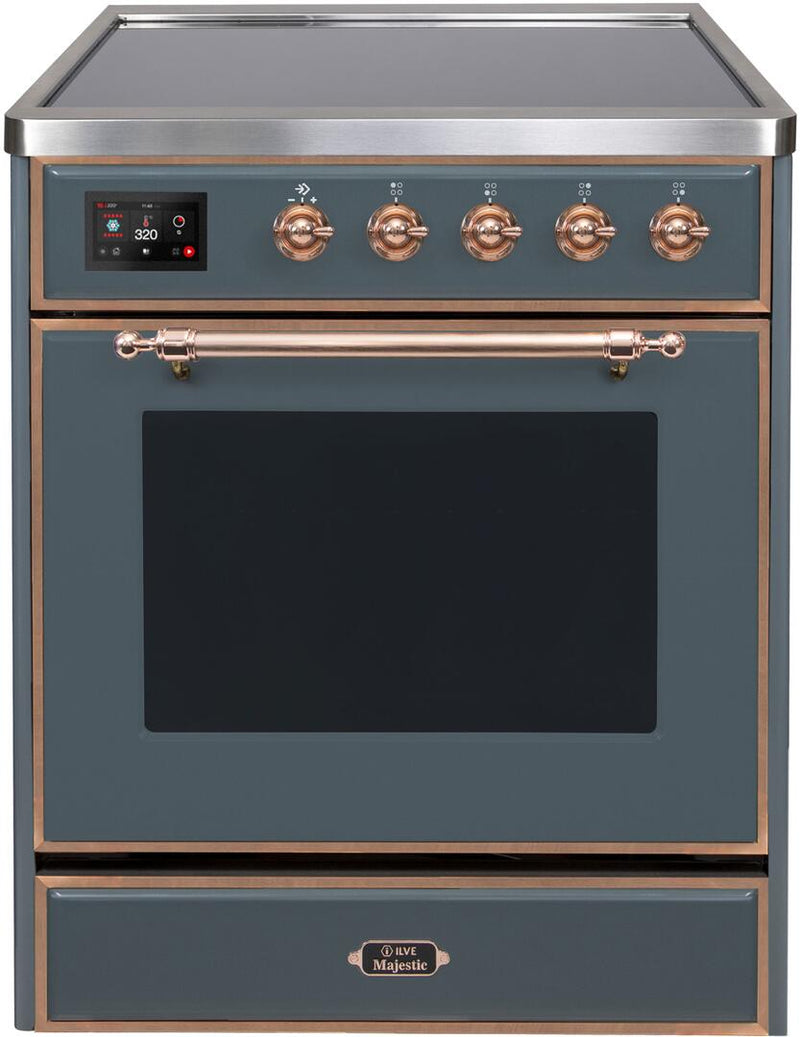 ILVE 30" Majestic II induction Range with 4 Elements - 2.3 cu. ft. Oven in Blue Grey with Copper Trim (UMI30NE3BGP)