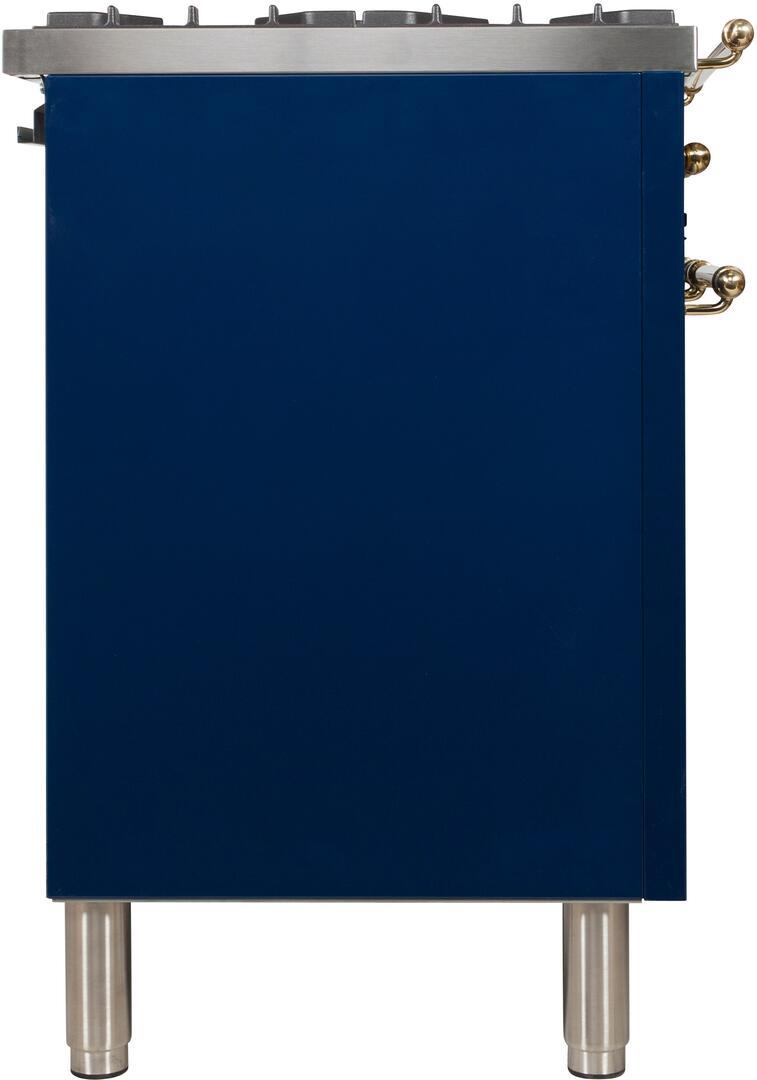 ILVE 30" Nostalgie - Dual Fuel Range with 5 Sealed Burners - 3 cu. ft. Oven - Brass Trim in Blue (UPN76DMPBL)