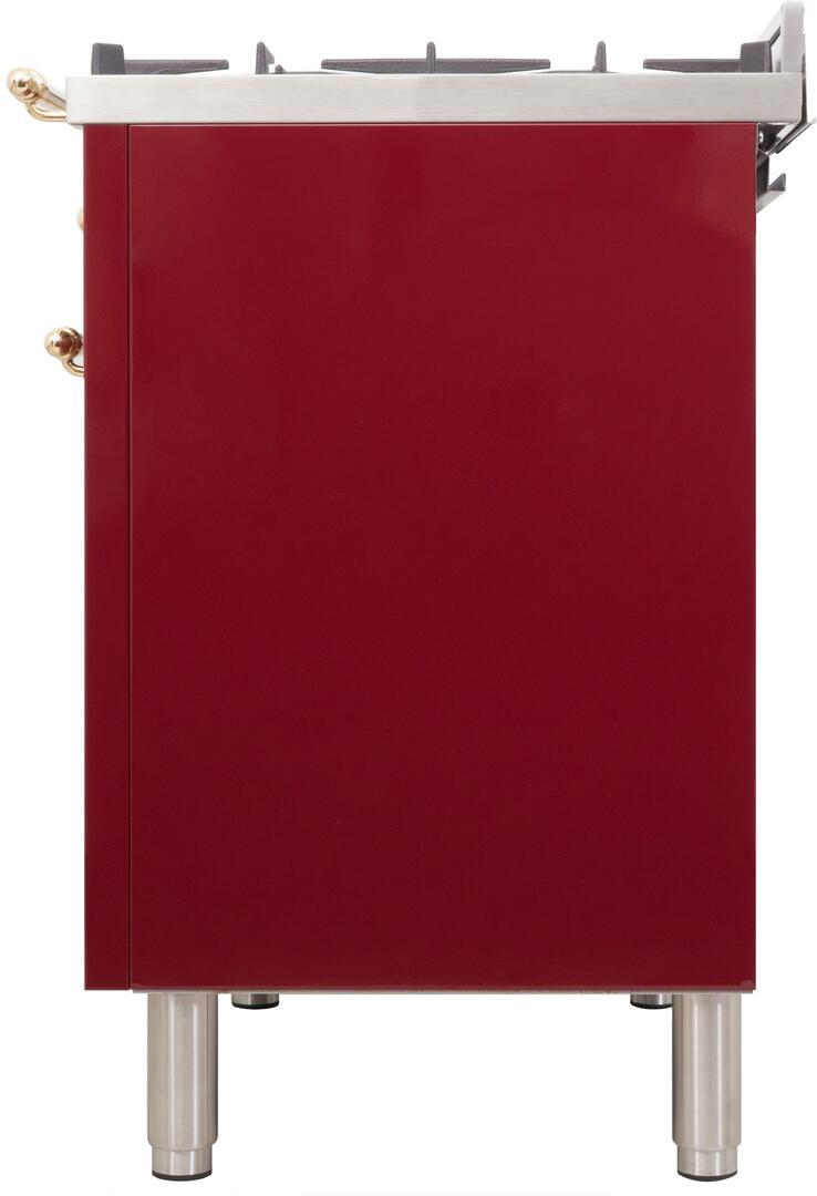 ILVE 30" Nostalgie - Dual Fuel Range with 5 Sealed Burners - 3 cu. ft. Oven - Brass Trim in Burgundy (UPN76DMPRB)