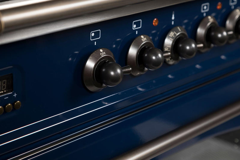 ILVE 30" Nostalgie - Dual Fuel Range with 5 Sealed Burners - 3 cu. ft. Oven - Bronze Trim in Blue (UPN76DMPBLY)