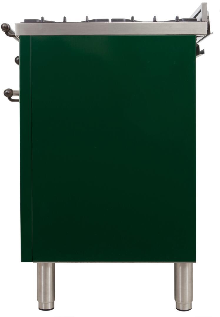 ILVE 30" Nostalgie - Dual Fuel Range with 5 Sealed Burners - 3 cu. ft. Oven - Bronze Trim in Emerald Green (UPN76DMPVSY)