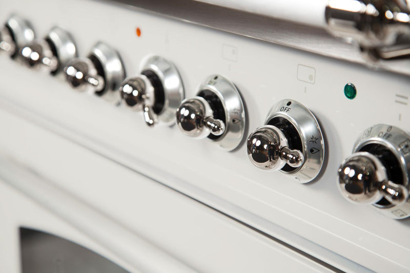 ILVE 30" Nostalgie - Dual Fuel Range with 5 Sealed Burners - 3 cu. ft. Oven - Chrome Trim in Antique White (UPN76DMPAX)