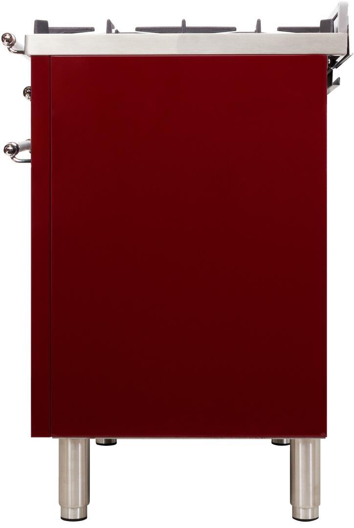 ILVE 30" Nostalgie - Dual Fuel Range with 5 Sealed Burners - 3 cu. ft. Oven - Chrome Trim in Burgundy (UPN76DMPRBX)