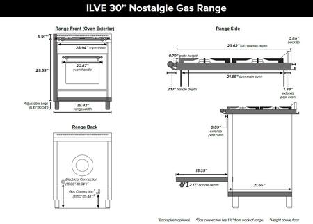 ILVE 30" Nostalgie Gas Range with 5 Burners - 3 cu. ft. Oven - Chrome Trim - Matte Graphite (UPN76DVGGMX)