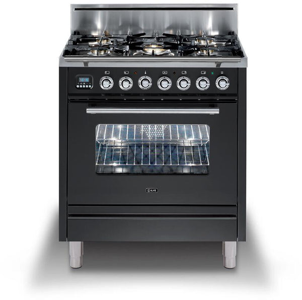 ILVE 30" Professional Plus All Gas Range with 5 Burners - Chrome Trim in Matte Graphite (UPW76DVGGM)