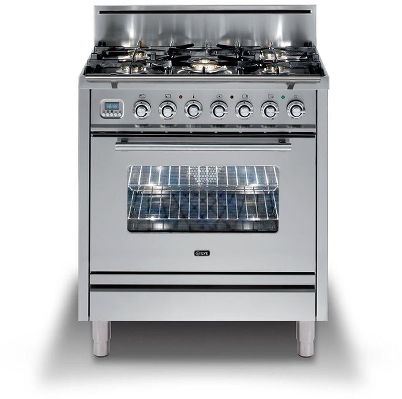 ILVE 30" Professional Plus All Gas Range with 5 Sealed Burners - in Stainless Steel with Chrome Trim (UPW76DVGGI)