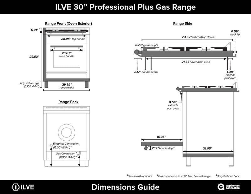 ILVE 30" Professional Plus Dual Fuel Range with 5 Sealed Brass Burners - 2.7 cu. ft. Oven - in Blue Grey with Chrome Trim (UPW76DMPGU)