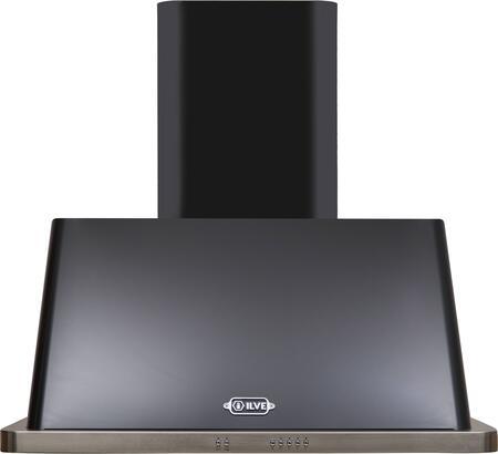 ILVE 36" Majestic Glossy Black Wall Mount Range Hood with 600 CFM Blower - Auto-off Function (UAM90BK)