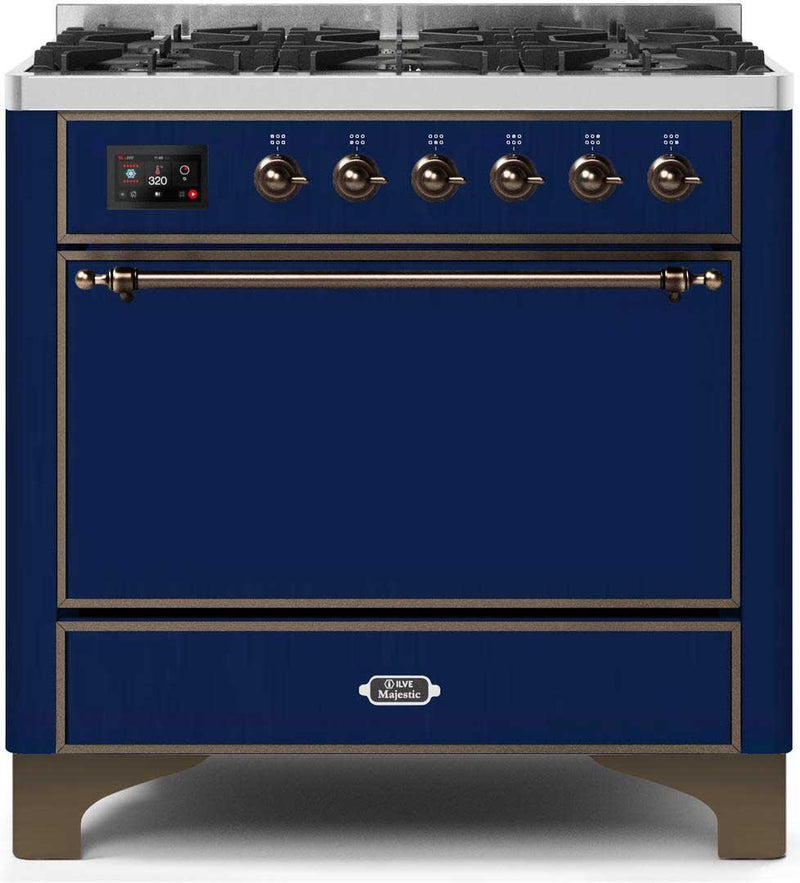 ILVE 36" Majestic II Dual Fuel Range with 6 Burners - 3.5 cu. ft. Oven - Blue (UM096DQNS3MBB)