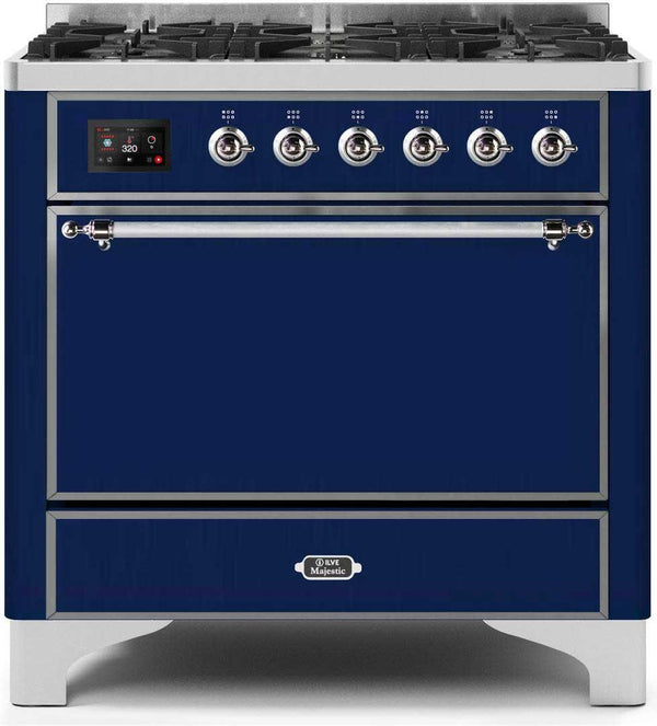 ILVE 36" Majestic II Dual Fuel Range with 6 Burners - 3.5 cu. ft. Oven - Blue (UM096DQNS3MBC)