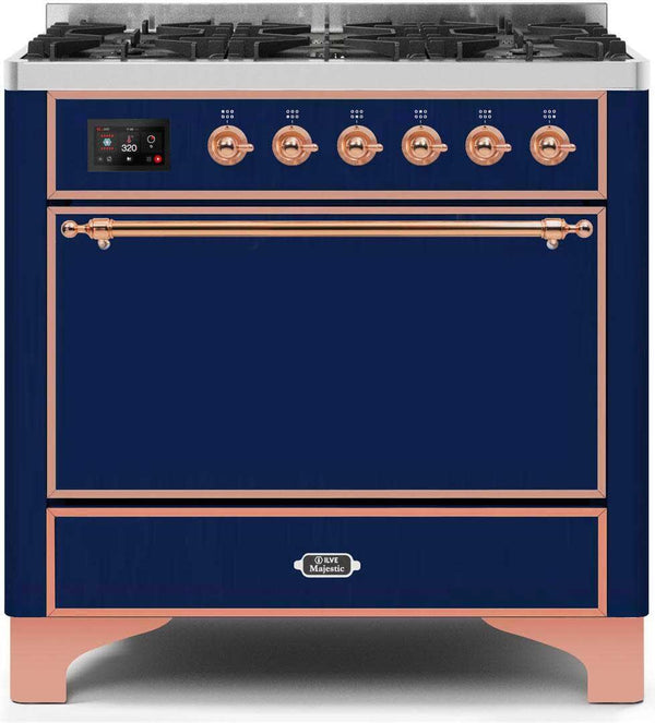 ILVE 36" Majestic II Dual Fuel Range with 6 Burners - 3.5 cu. ft. Oven - Blue (UM096DQNS3MBP)