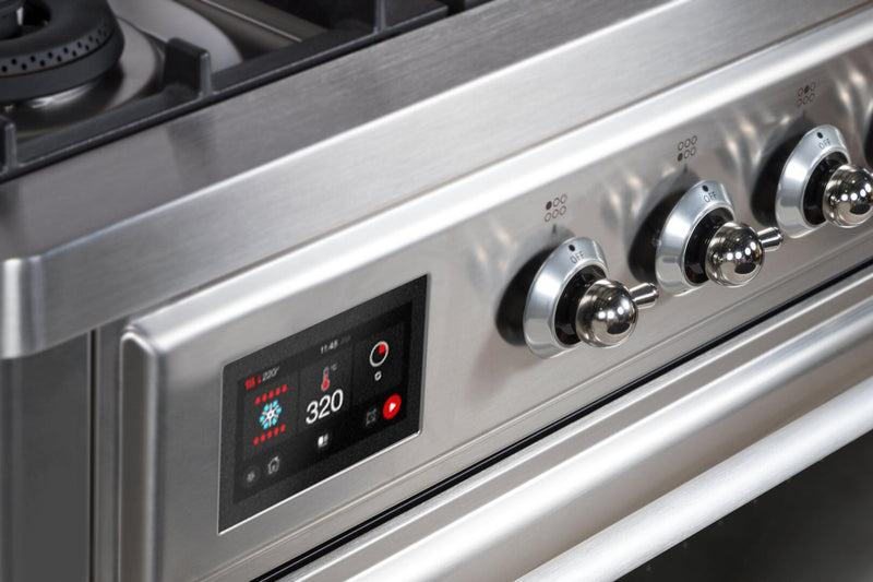 ILVE 36" Majestic II Dual Fuel Range with 6 Burners - 3.5 cu. ft. Oven - Chrome Trim in Stainless Steel (UM096DNS3SSC)