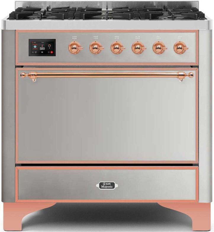 ILVE 36" Majestic II Dual Fuel Range with 6 Burners - 3.5 cu. ft. Oven - Stainless Steel (UM096DQNS3SSP)