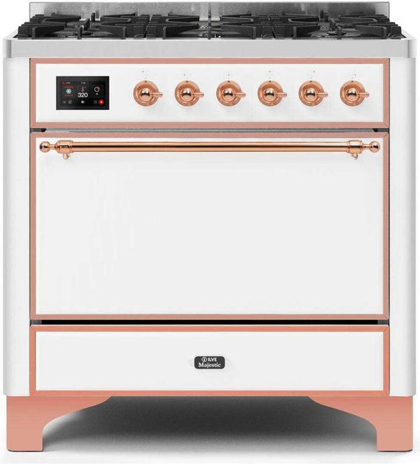 ILVE 36" Majestic II Dual Fuel Range with 6 Burners - 3.5 cu. ft. Oven - White (UM096DQNS3WHP)