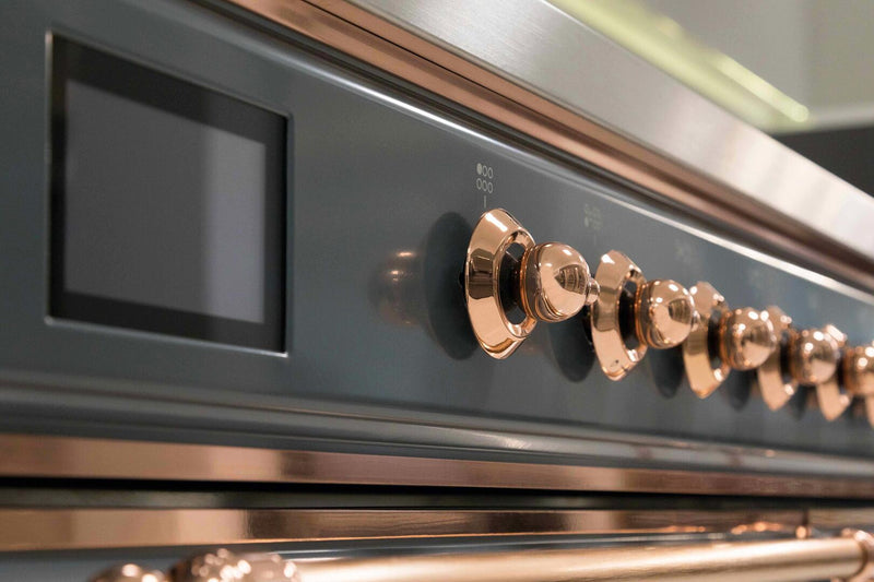 ILVE 36" Majestic II Dual Fuel Range with 6 Burners - 4.1 cu. ft. Oven - in Blue Grey with Copper Trim (UM096DNS3BGP)