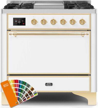 ILVE 36" Majestic II Dual Fuel Range with 6 Burners and Griddle - 4.1 cu. ft. Oven - Brass (UM09FDQNS3RALG)