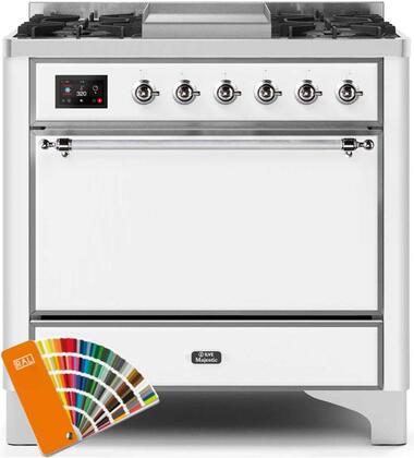 ILVE 36" Majestic II Dual Fuel Range with 6 Burners and Griddle - 4.1 cu. ft. Oven - Chrome (UM09FDQNS3RALC)