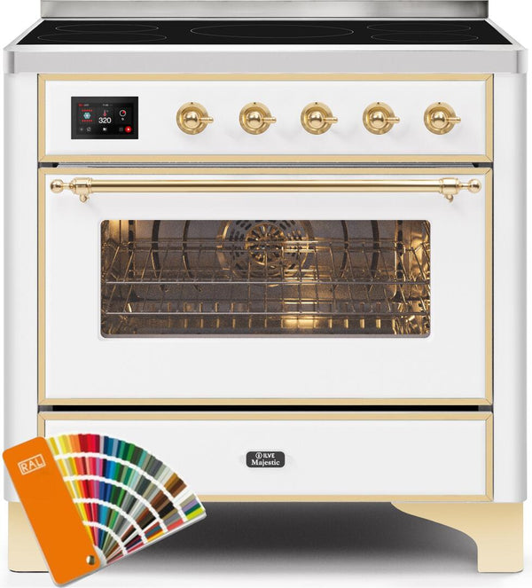 ILVE 36" Majestic II induction Range with 5 Elements - 3.5 cu. ft. Oven - Brass Trim in Custom RAL Color (UMI09NS3RALG)