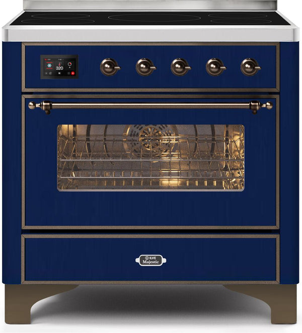 ILVE 36" Majestic II induction Range with 5 Elements - 3.5 cu. ft. Oven - Bronze Trim in Blue (UMI09NS3MBB)