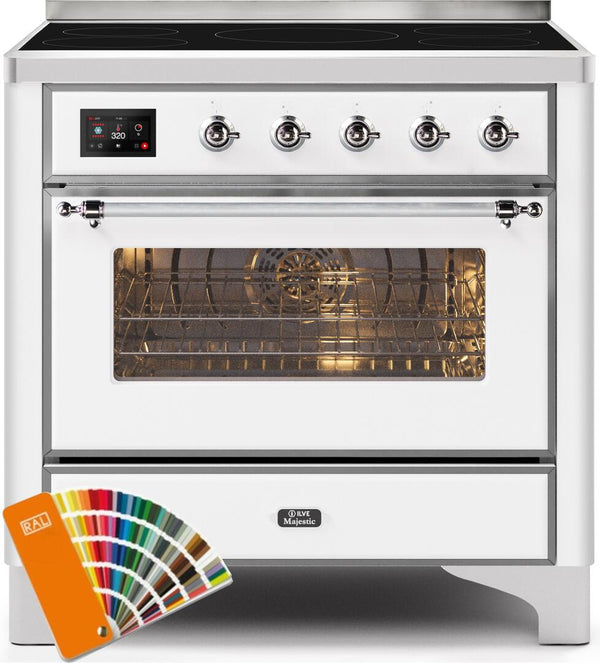ILVE 36" Majestic II induction Range with 5 Elements - 3.5 cu. ft. Oven - Chrome Trim - Custom RAL Color (UMI09NS3RALC)