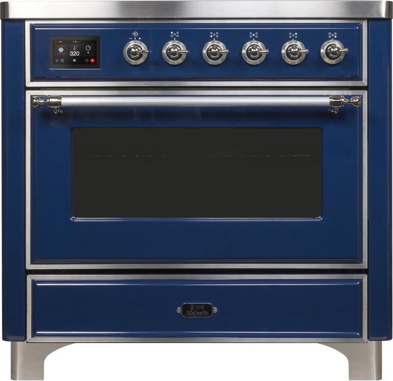 ILVE 36" Majestic II induction Range with 5 Elements - 3.5 cu. ft. Oven - Chrome Trim in Blue (UMI09NS3MBC)