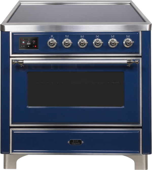 ILVE 36" Majestic II induction Range with 5 Elements - 3.5 cu. ft. Oven - Chrome Trim in Blue (UMI09NS3MBC)