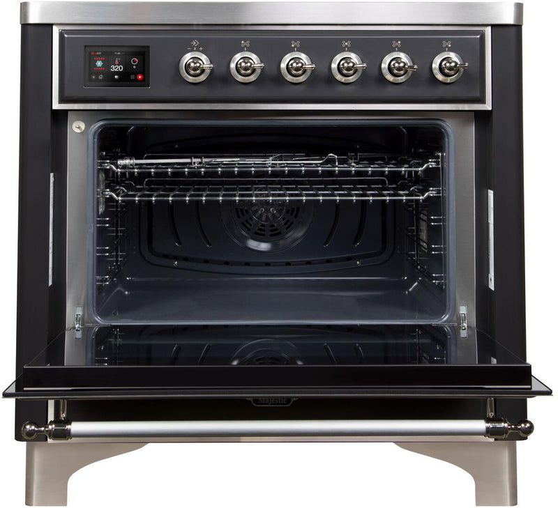 ILVE 36" Majestic II induction Range with 5 Elements - 3.5 cu. ft. Oven - Chrome Trim in Matte Graphite (UMI09NS3MGC)