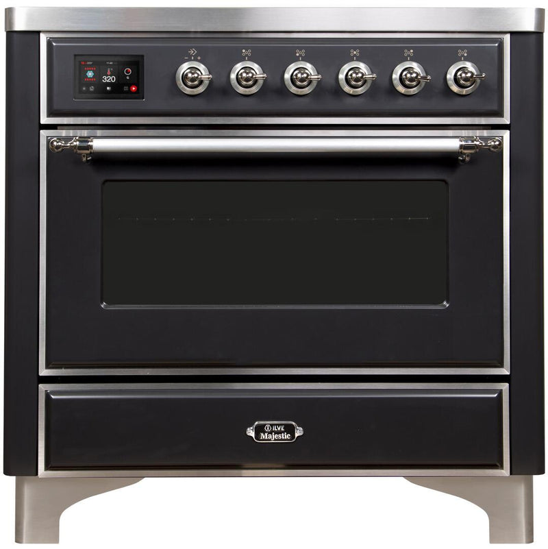 ILVE 36" Majestic II induction Range with 5 Elements - 3.5 cu. ft. Oven - Chrome Trim in Matte Graphite (UMI09NS3MGC)