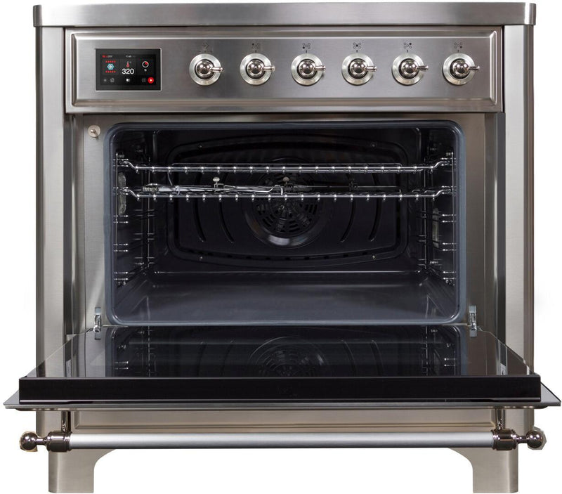 ILVE 36" Majestic II induction Range with 5 Elements - 3.5 cu. ft. Oven - Chrome Trim in Stainless Steel (UMI09NS3SSC)