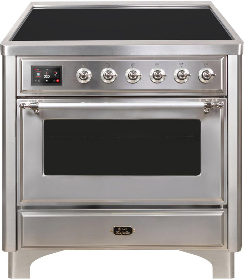 ILVE 36" Majestic II induction Range with 5 Elements - 3.5 cu. ft. Oven - Chrome Trim in Stainless Steel (UMI09NS3SSC)