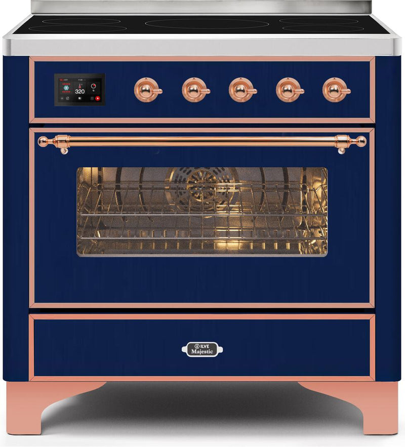 ILVE 36" Majestic II induction Range with 5 Elements - 3.5 cu. ft. Oven - Copper Trim in Blue (UMI09NS3MBP)