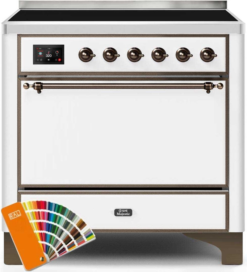 ILVE 36" Majestic II induction Range with 5 Elements - 3.5 cu. ft. Oven - Solid Door - Custom RAL Color with Bronze Trim (UMI09QNS3RALB)