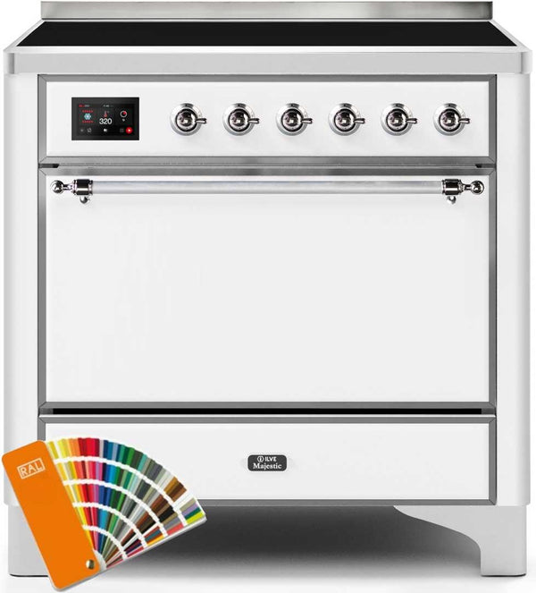 ILVE 36" Majestic II induction Range with 5 Elements - 3.5 cu. ft. Oven - Solid Door - Custom RAL Color with Chrome Trim (UMI09QNS3RALC)