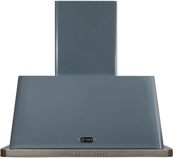 ILVE 36" Majestic Stainless Steel Wall Mount Range Hood with 600 CFM Blower & Auto-off Function in Blue Grey (UAM90BG)