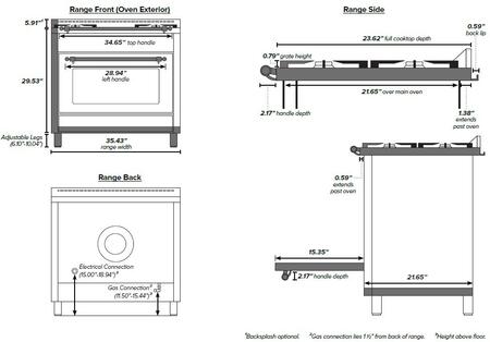 ILVE 36" Nostalgie - Dual Fuel Range with 5 Sealed Brass Burners - 3 cu. ft. Oven - Brass Trim in Custom RAL Color (UPN90FDMPRAL)