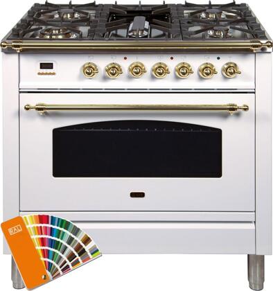 ILVE 36" Nostalgie - Dual Fuel Range with 5 Sealed Brass Burners - 3 cu. ft. Oven - Brass Trim in Custom RAL Color (UPN90FDMPRAL)