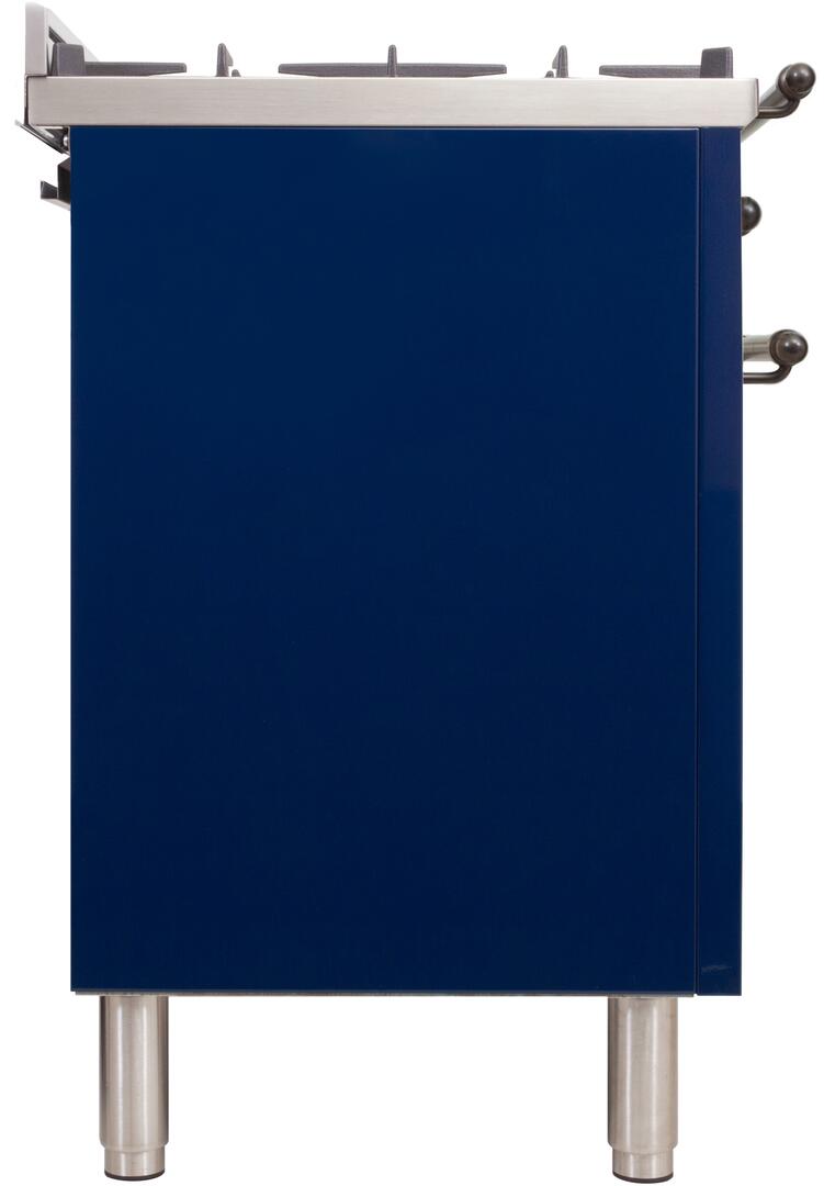 ILVE 36" Nostalgie - Dual Fuel Range with 5 Sealed Brass Burners - 3 cu. ft. Oven - Bronze Trim in Blue (UPN90FDMPBLY)