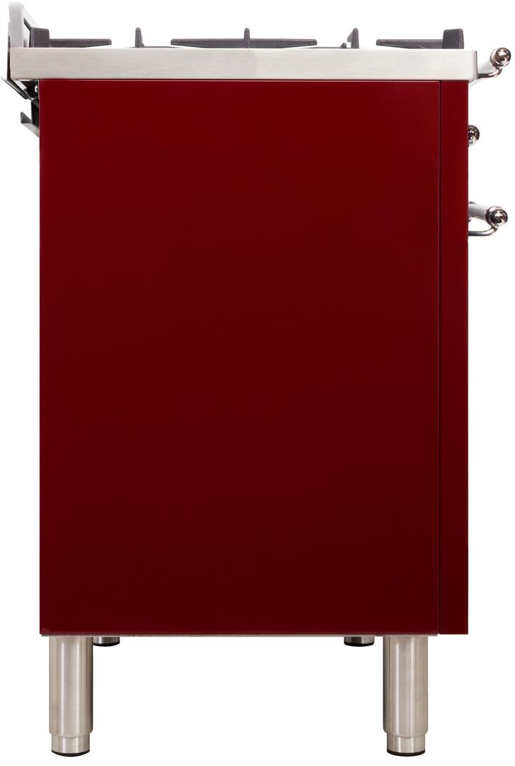 ILVE 36" Nostalgie - Dual Fuel Range with 5 Sealed Brass Burners - 3 cu. ft. Oven - Chrome Trim in Burgundy (UPN90FDMPRBX)