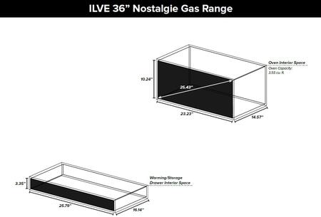 ILVE 36" Nostalgie Gas Range with 4 Burners - Griddle - 3.5 cu. ft. Oven - Brass Trim Custom RAL Color (UPN90FDVGGRALX)