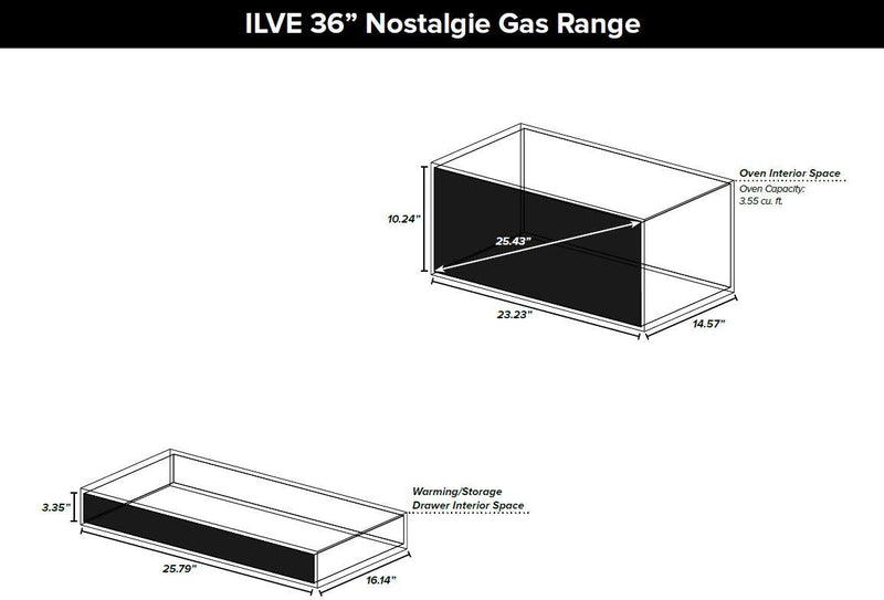 ILVE 36" Nostalgie Gas Range with 4 Burners - Griddle - 3.5 cu. ft. Oven - Brass Trim Custom RAL Color (UPN90FDVGGRALY)