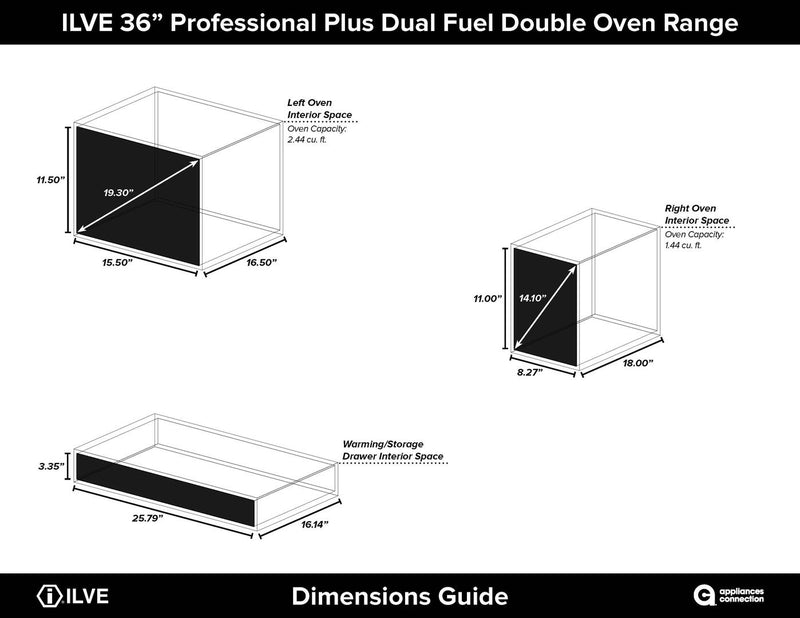 ILVE 36" Professional Plus Dual Fuel Range with Double Oven - 5 Sealed Burners - Griddle - Matte Graphite (UPDW90FDMPM)