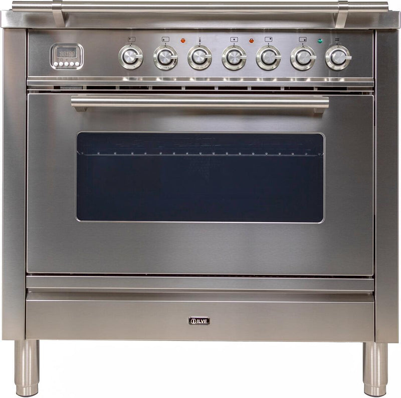 ILVE 36" Professional Plus Range with 5 Sealed Burners - 3.5 cu. ft. Oven - Chrome Trim in Stainless Steel (UPW90FDVGGI)