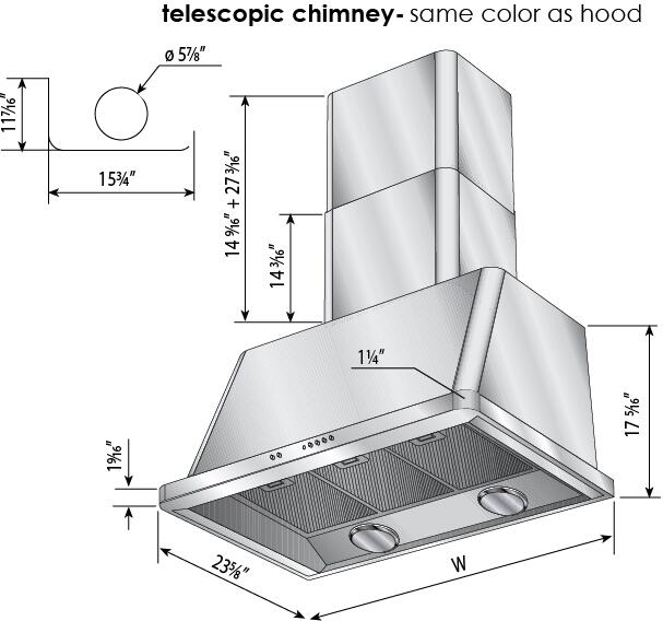 ILVE 40" Majestic Blue Grey Wall Mount Range Hood with 600 CFM Blower - Auto-off Function (UAM100BG)