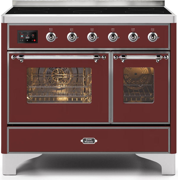 ILVE 40" Majestic II induction Range with 6 Elements - 3.82 cu. ft. Oven - Chrome Trim in Burgundy (UMDI10NS3BUC)