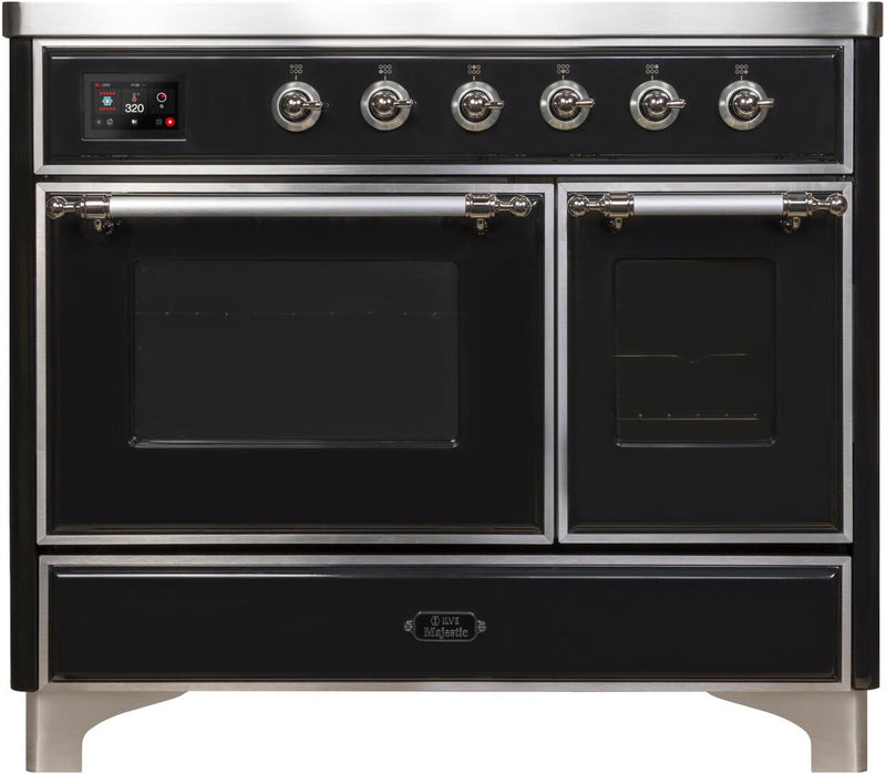 ILVE 40" Majestic II induction Range with 6 Elements - 3.82 cu. ft. Oven - Chrome Trim in Glossy Black (UMDI10NS3BKC)