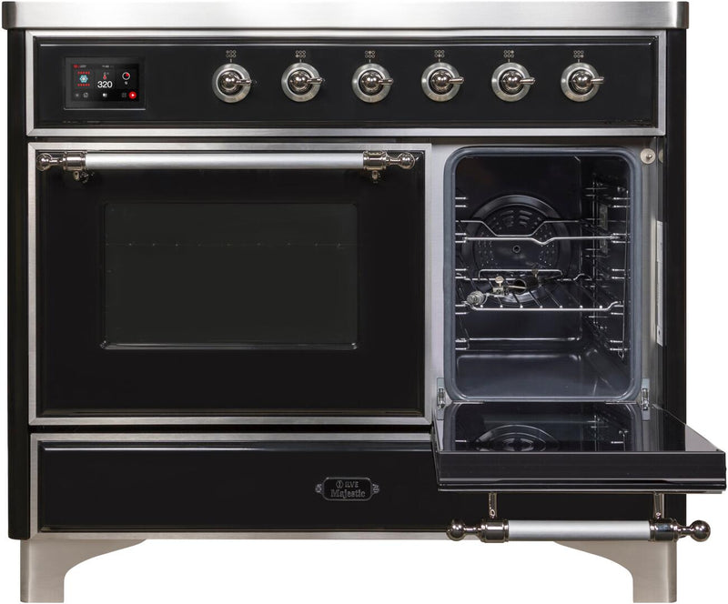 ILVE 40" Majestic II induction Range with 6 Elements - 3.82 cu. ft. Oven - Chrome Trim in Glossy Black (UMDI10NS3BKC)