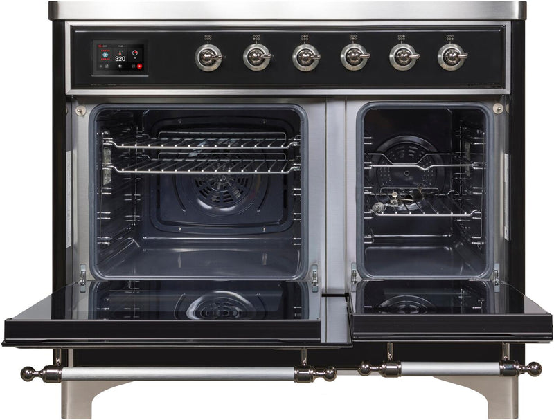 ILVE 40" Majestic II induction Range with 6 Elements - 3.82 cu. ft. Oven - Chrome Trim in Glossy Black (UMDI10NS3BKC)